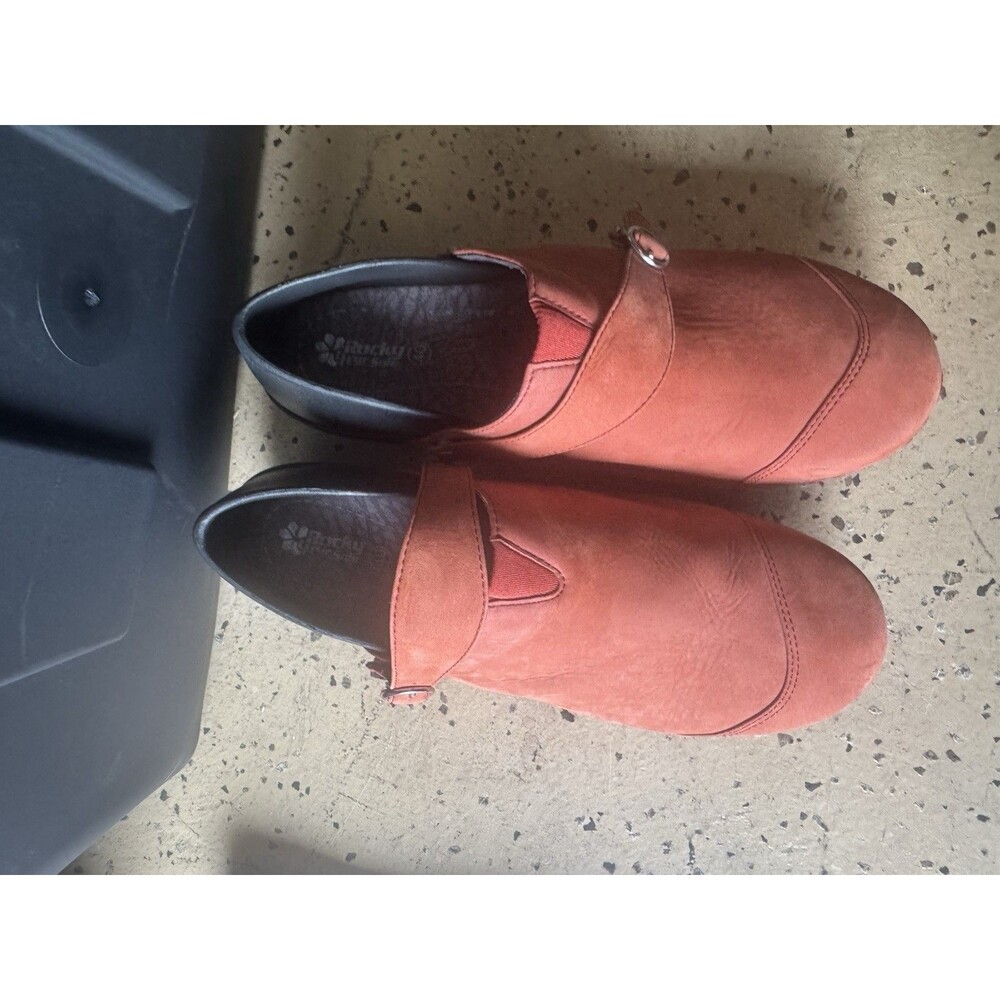 Rocky 4Eursole Sz 40 /10 Nurse Clogs Brick Red Nubuck RKYH042 - Picture 3 of 11